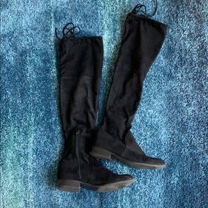 Black faux suede boots